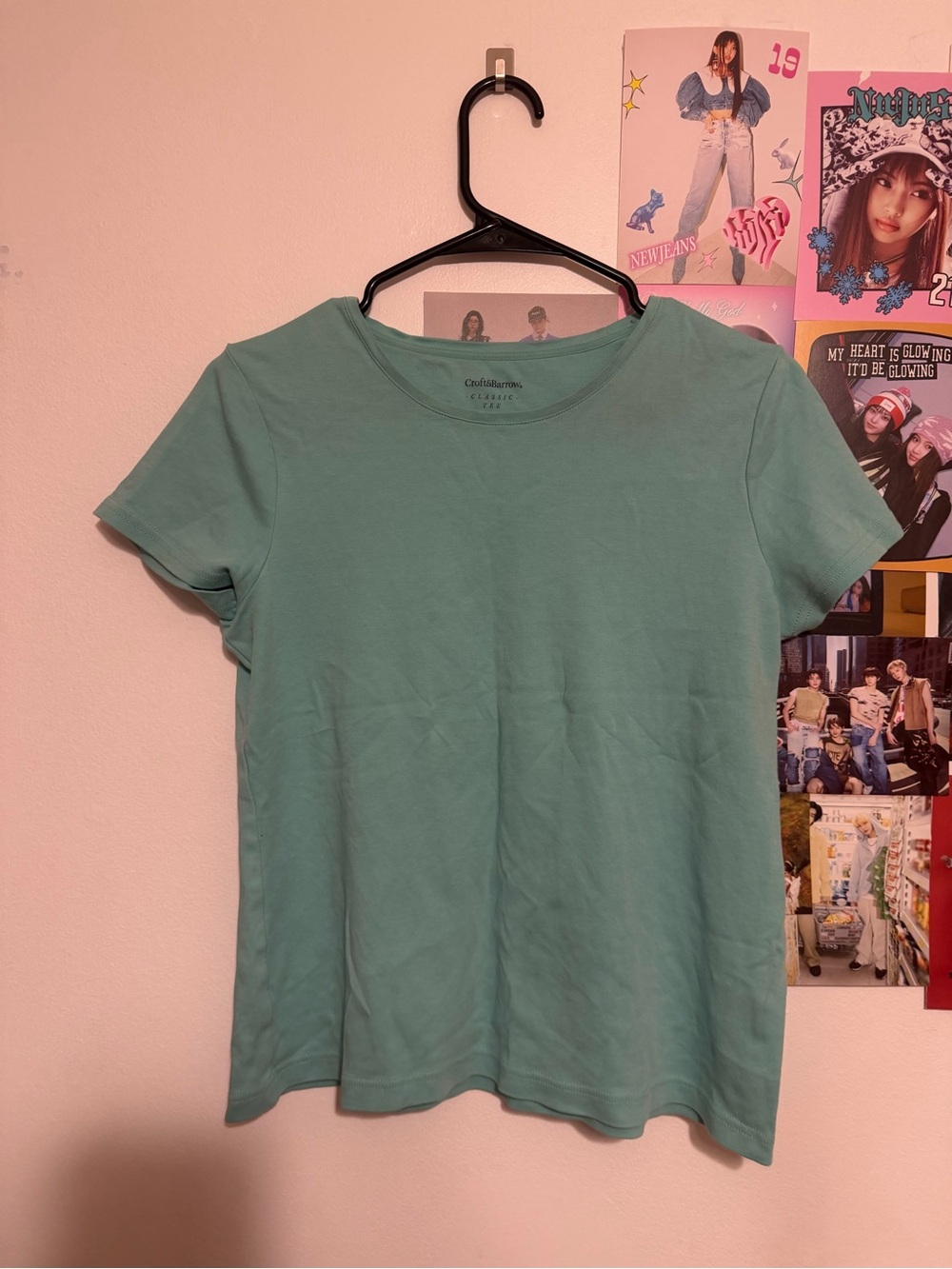 Brandy mellvile vibes croft & barrow Teal  Short Sleeve Crewneck Tee